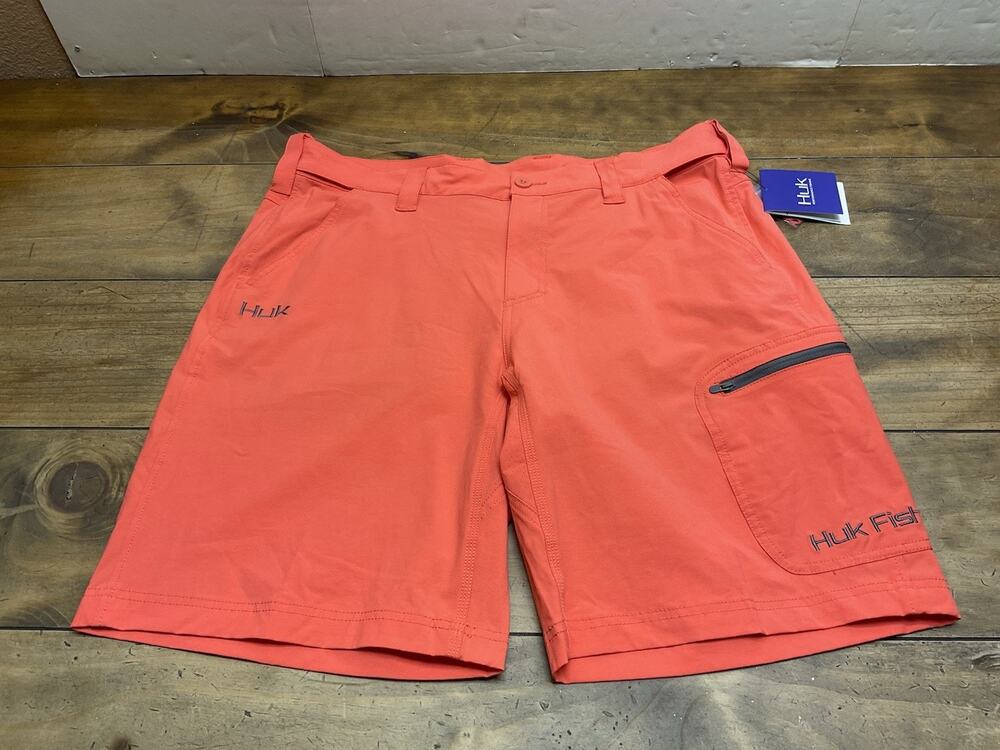 HUK Men's Fishing Shorts Next Level Fishing Shorts Coral 10.5-Inch inseam XL
